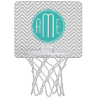 Elegant Modern Gray Chevron and Mint Monogram