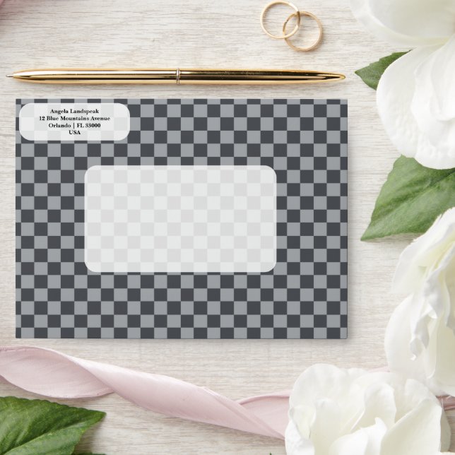 Elegant, Modern Gray & Grey Checkered   Envelope (Wedding)