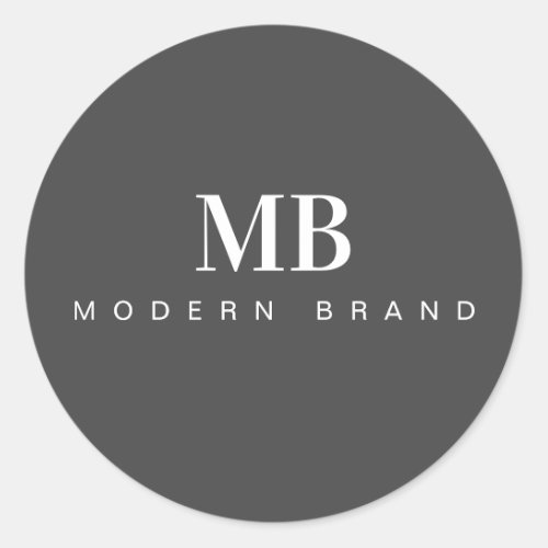 Elegant Modern Gray Professional Minimal Monogram Classic Round Sticker