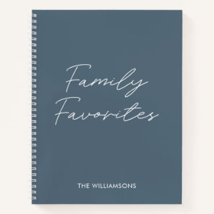 Elegant Modern Gray Script Cooking Family Recipe Notebook