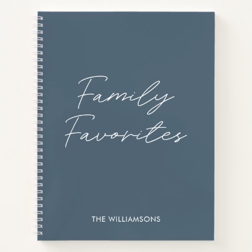 Elegant Modern Gray Script Cooking Family Recipe Notebook