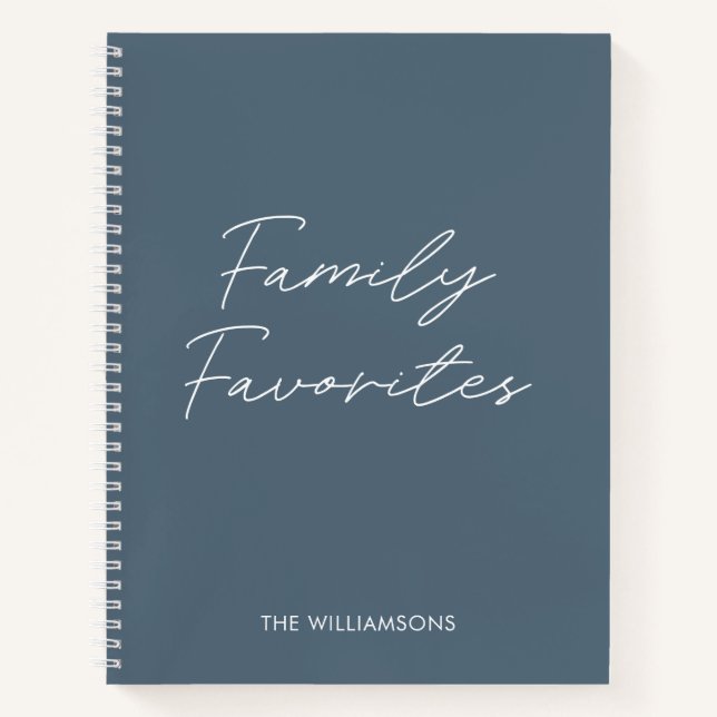 Elegant Modern Gray Script Cooking Family Recipe Notebook (Front)