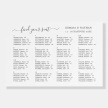 Elegant Modern Gray Script Wedding Seating Chart