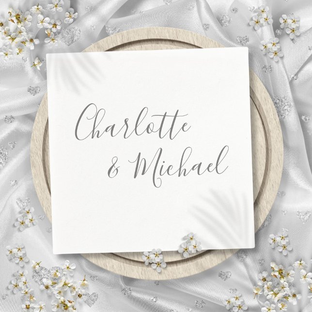 Elegant Modern Gray Signature Script Napkins (Elegant Modern Gray Signature Script Napkins)