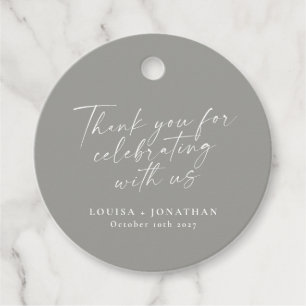 Elegant Modern Gray Trendy Script Custom Thank You Favor Tags