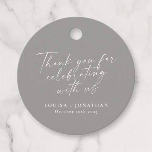 Elegant Modern Gray Trendy Script Custom Thank You Favor Tags