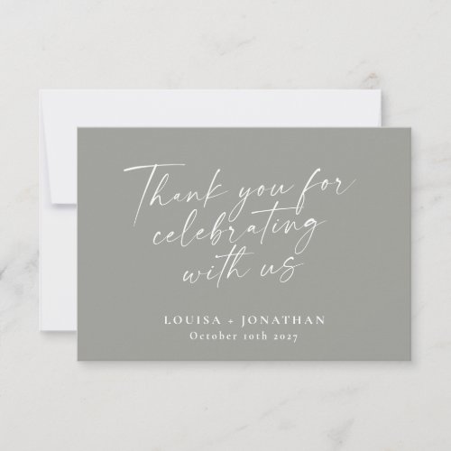 Elegant Modern Gray Trendy Script Custom Wedding Thank You Card