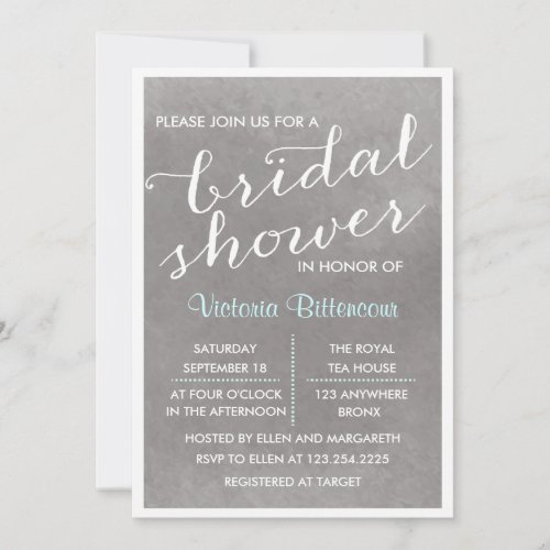 Elegant Modern Gray Watercolor Bridal Shower Personalized Invitation
