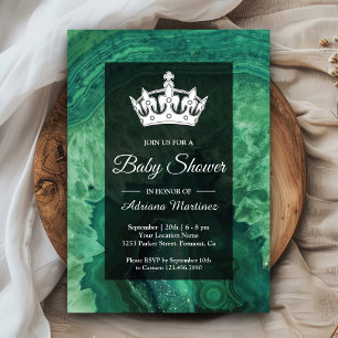 Elegant Modern Green Agate Baby Shower Invitation