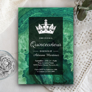 Elegant Modern Green Agate Quinceanera Invitation