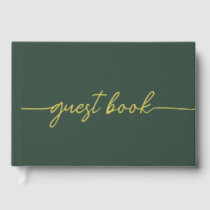 Elegant Modern Green and Gold Wedding Foil Guest Book