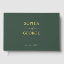 Elegant Modern Green and Gold Wedding Foil Guest Book