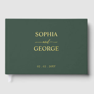 Elegant Modern Green and Gold Wedding Foil Guest Book
