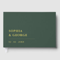 Elegant Modern Green and Gold Wedding Foil Guest Book