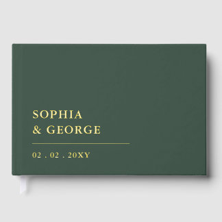 Elegant Modern Green and Gold Wedding Foil Guest Book