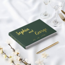 Elegant Modern Green and Gold Wedding Foil Guest Book