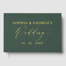 Elegant Modern Green and Gold Wedding Foil Guest Book