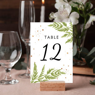 Elegant Modern Green and Gold Wedding Table Number