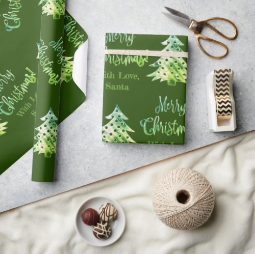 Elegant Modern Green Christmas Tree Wrapping Paper