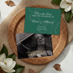 Elegant Modern Green Foil Wedding Save the Date Invitation