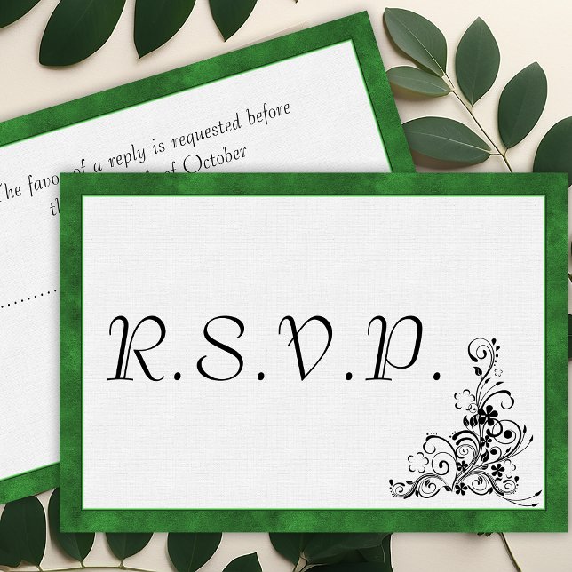 Elegant Modern Green Frame Wedding RSVP (Creator Uploaded)