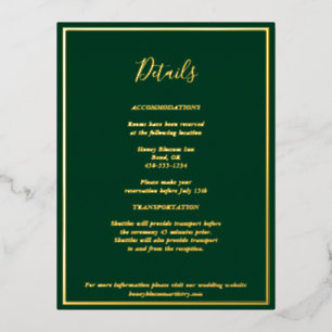Elegant Modern Green Gold Details Enclosure Card