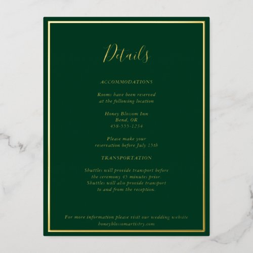 Elegant Modern Green Gold Details Enclosure Card