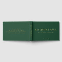 Elegant Modern Green Gold Quinceañera Guest Book