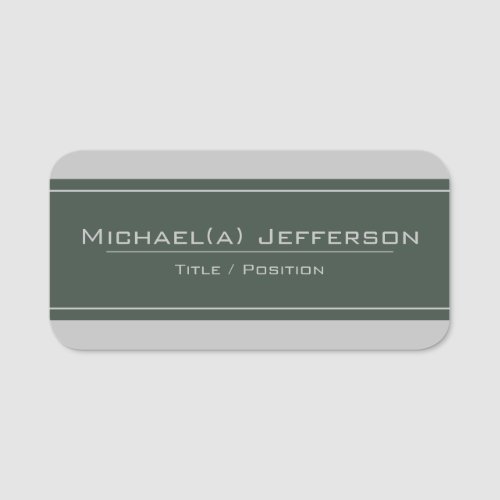 Elegant Modern Green  Grey Business Inspired Look Name Tag