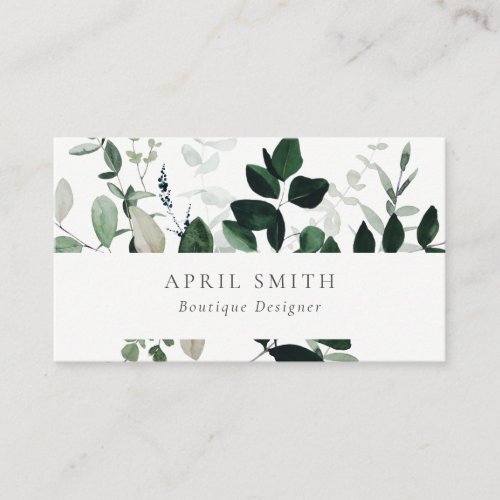 Elegant Modern Green Leafy Tropical Foliage Fern Business Card