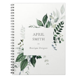 Elegant Modern Green Leafy Tropical Foliage Fern Notebook