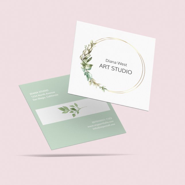 Elegant Modern Green Leaves Business Card (Creator Uploaded)