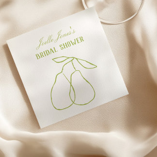 Elegant Modern Green Perfect Pear Bridal Shower Napkins