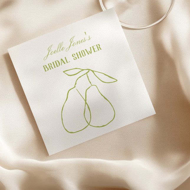 Elegant Modern Green Perfect Pear Bridal Shower Napkins (Creator Uploaded)