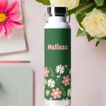 Elegant Modern Green Pink Floral Water Bottle<br><div class="desc">This elegant modern beautiful notebook with a refreshing green background and lovely pink, white floral with gold foliage design brings a touch of nature and burst of color of the spring season. The floral pattern adds a touch of elegance to your daily routine, making it the perfect accessory for work,...</div>