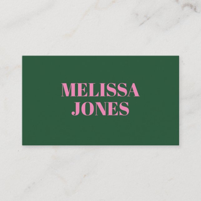 Elegant Modern Green Pink Professional Business Card (Front)