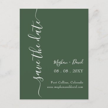 Elegant Modern Green Save the Date  Announcement Postcard