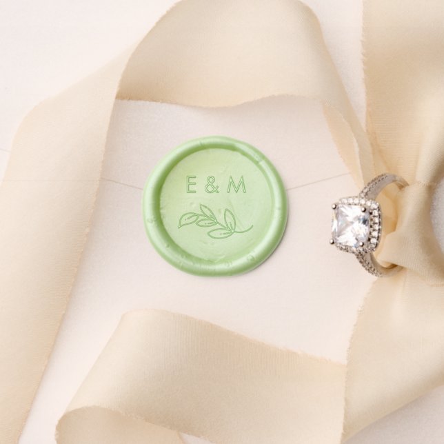 Elegant Modern Greenery and Gold Wedding Wax Seal Stamp (Insitu (Wedding))