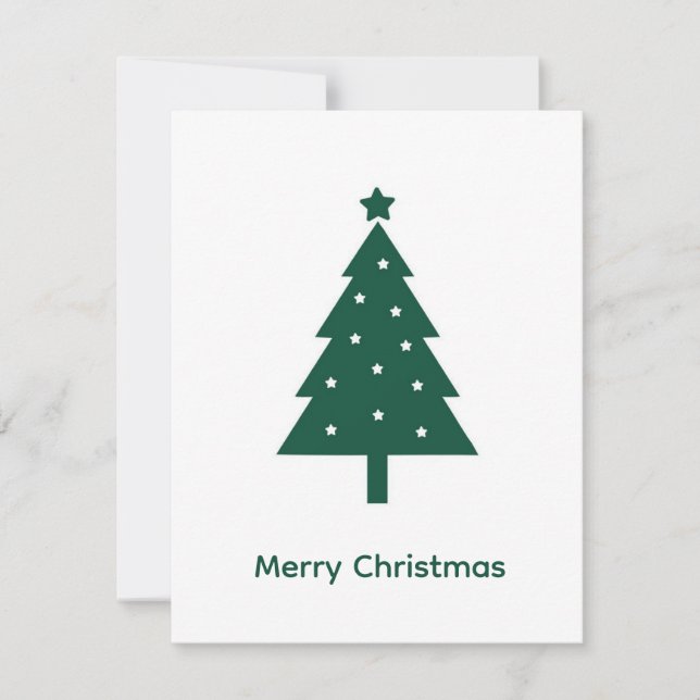 Elegant Modern Greenery Christmas Tree Non Photo Holiday Card (Front)