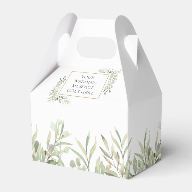 Elegant Modern Greenery Foliage Wedding Favor Boxes (Front Side)