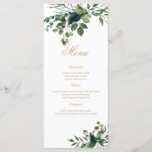 Elegant modern greenery watercolor menu