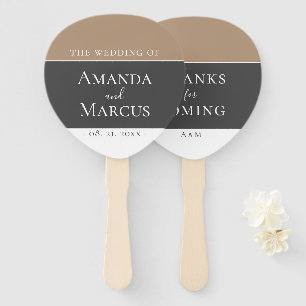 Elegant Modern Grey Beige Keepsake Wedding Hand Fan