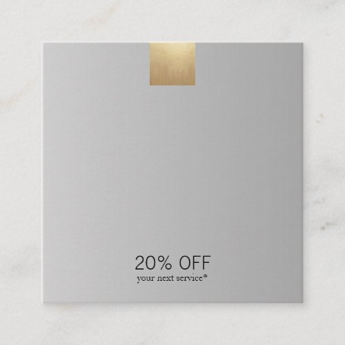 Elegant Modern Grey Gradient Gold Accent Discount Square Business Card