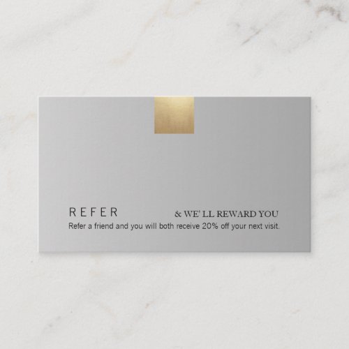 Elegant Modern Grey Gradient Gold Accent Referral Business Card