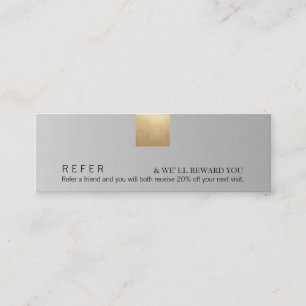 Elegant Modern Grey Gradient Gold Accent Referral Mini Business Card