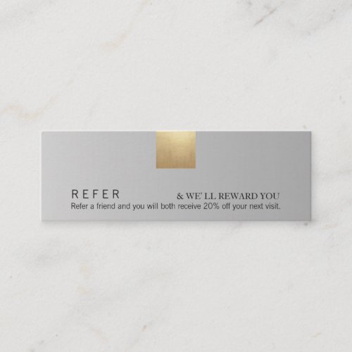 Elegant Modern Grey Gradient Gold Accent Referral Mini Business Card