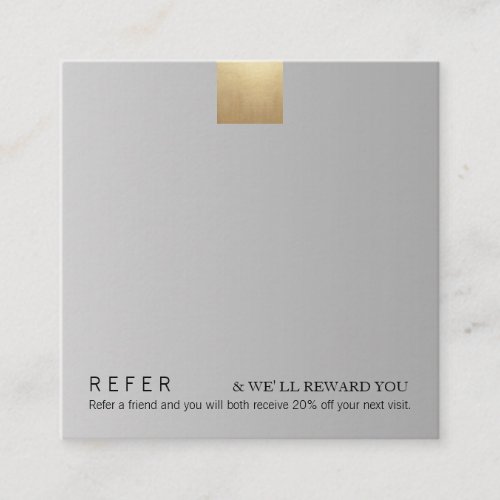 Elegant Modern Grey Gradient Gold Accent Referral Square Business Card