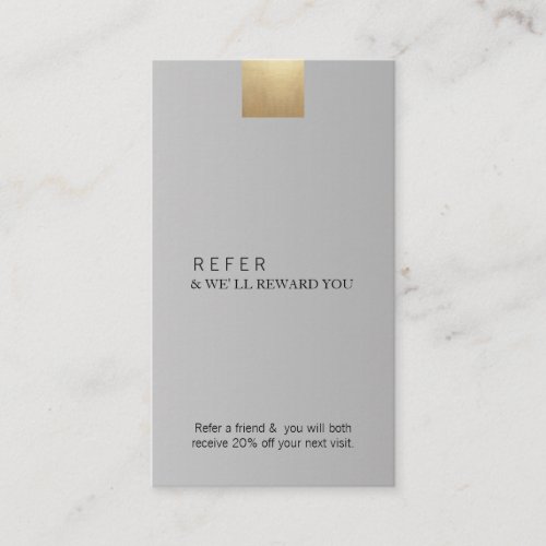 Elegant Modern Grey Gradient Gold Refer Vertical Business Card