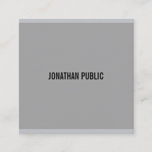 Elegant Modern Grey Simple Professional Template Square Business Card