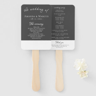 Elegant Modern Grey Wedding Program Hand Fan